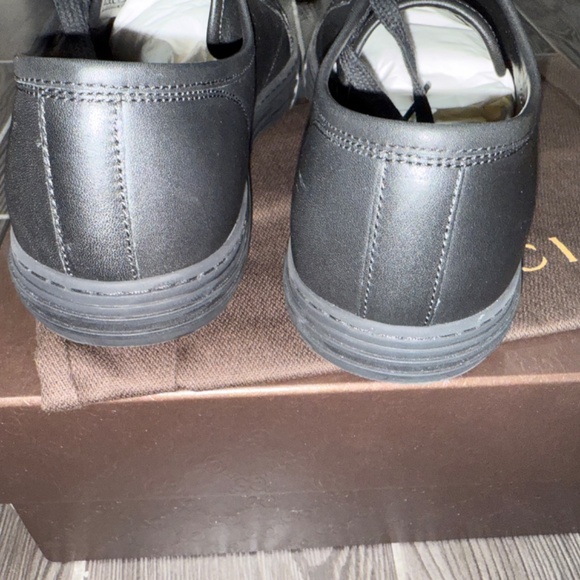 Gucci Black Mirosoft Nero Leather Sneakers Model 423301 SIZE: US 10 - Picture 4 of 11